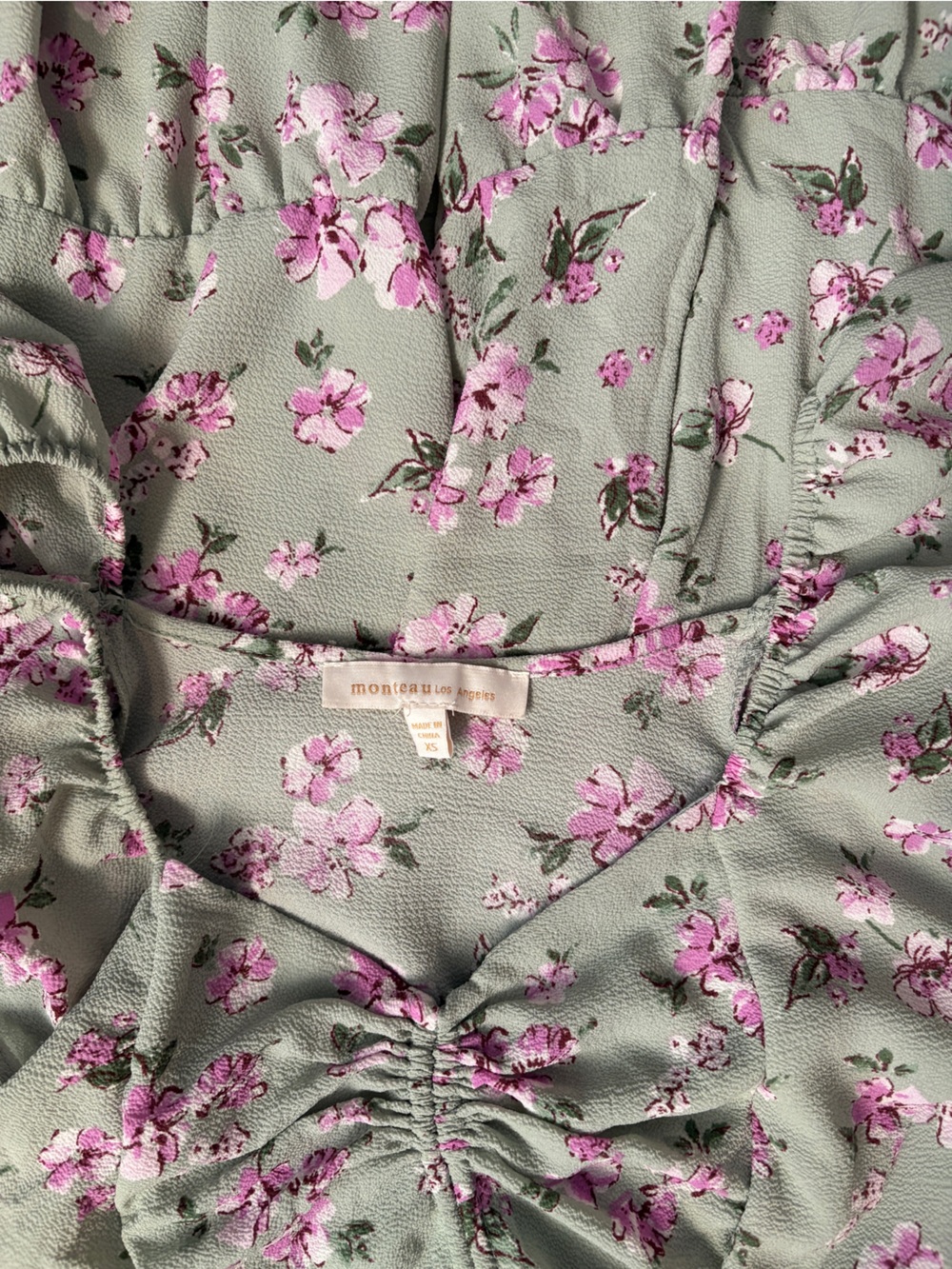 Monteau Floral Ruffle Midi Dress | Sage Green | Size XS - Picture 5 of 5